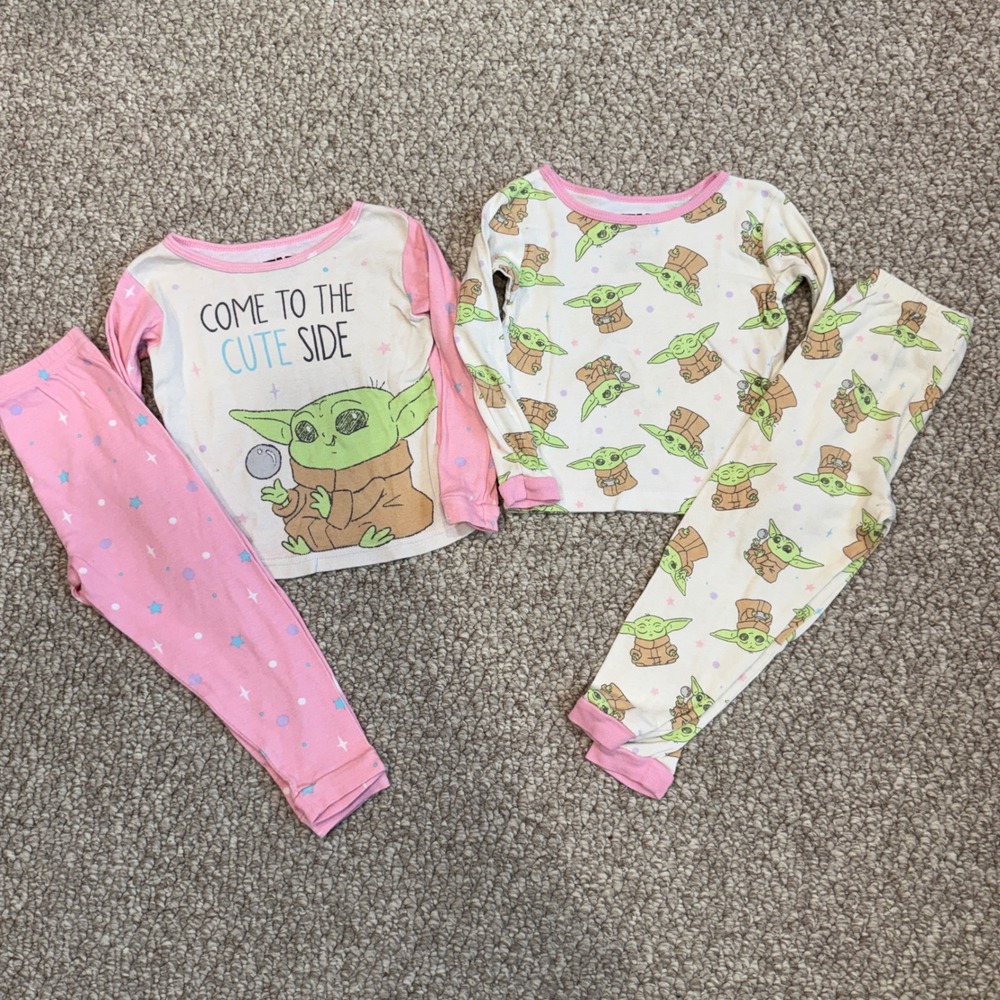 Star Wars Grogu Baby Yoda Girls Pajamas 4 Piece Set Size 3T Mandalorian